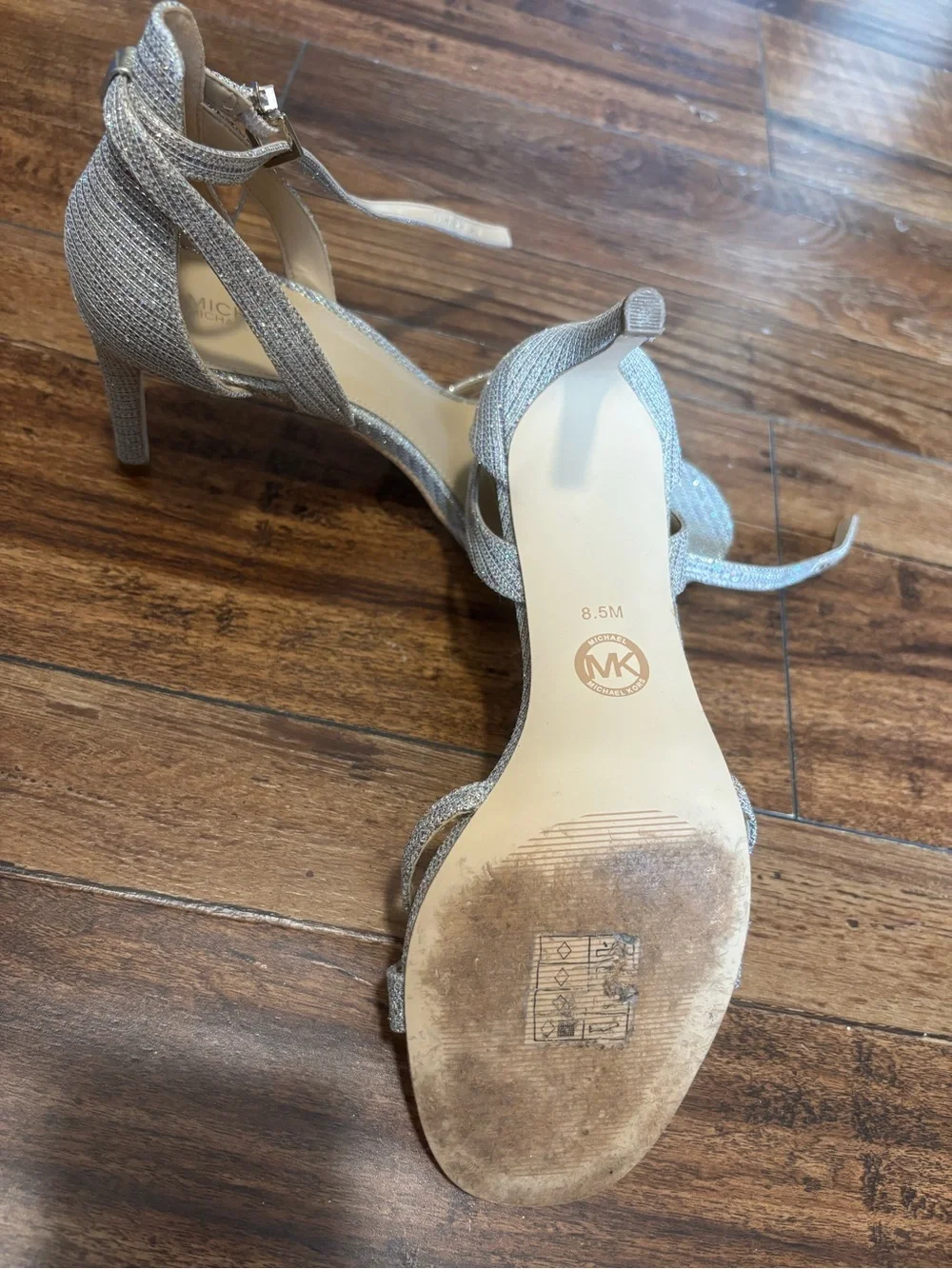 Michael Kors Sparkle Silver Strappy Sandals size 8.5